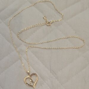 "A" Initial W/ C.Z.'s Necklace,Never Wore/ 14k HGE/ 18 In.+ 2" Extend.